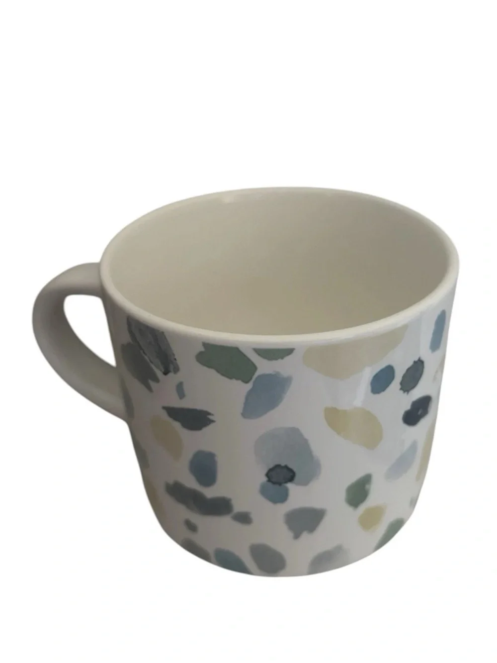 Pottery Barn Rebecca Atwood HAPPY Stoneware Mug Coffee Tea Cup Watercolor